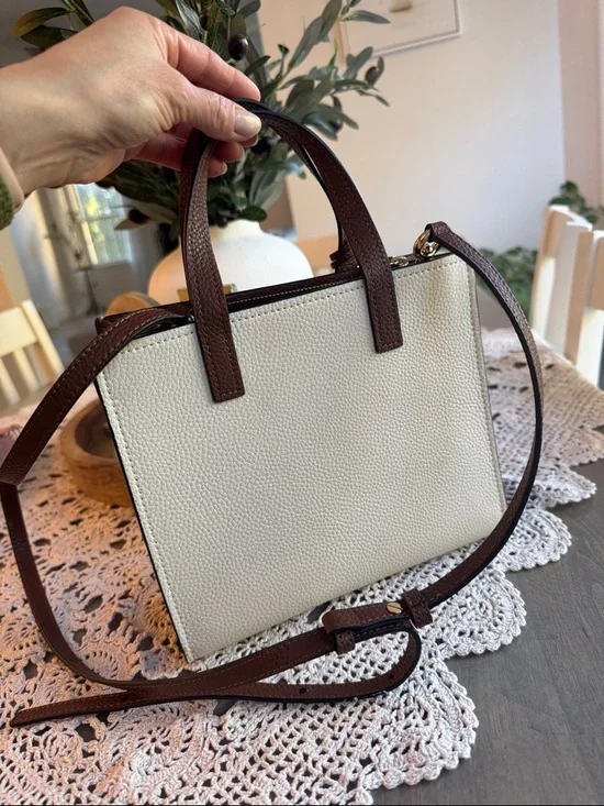 Marc Jacobs Cream, Black & Brown Leather Top-Handle Satchel - Picture 4 of 8